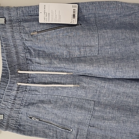 NWT Athleta Cabo 100%  Linen Wide Leg Pants Womens Sz 4 Blue Boho Zipper Pocket - Picture 10 of 16